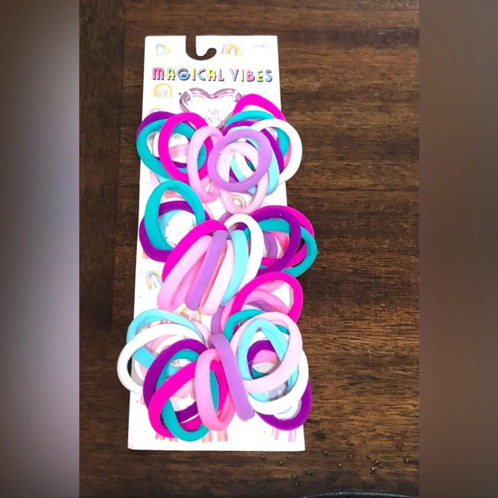 50 PCS hair scrunchies/two purple metal heart key holder.